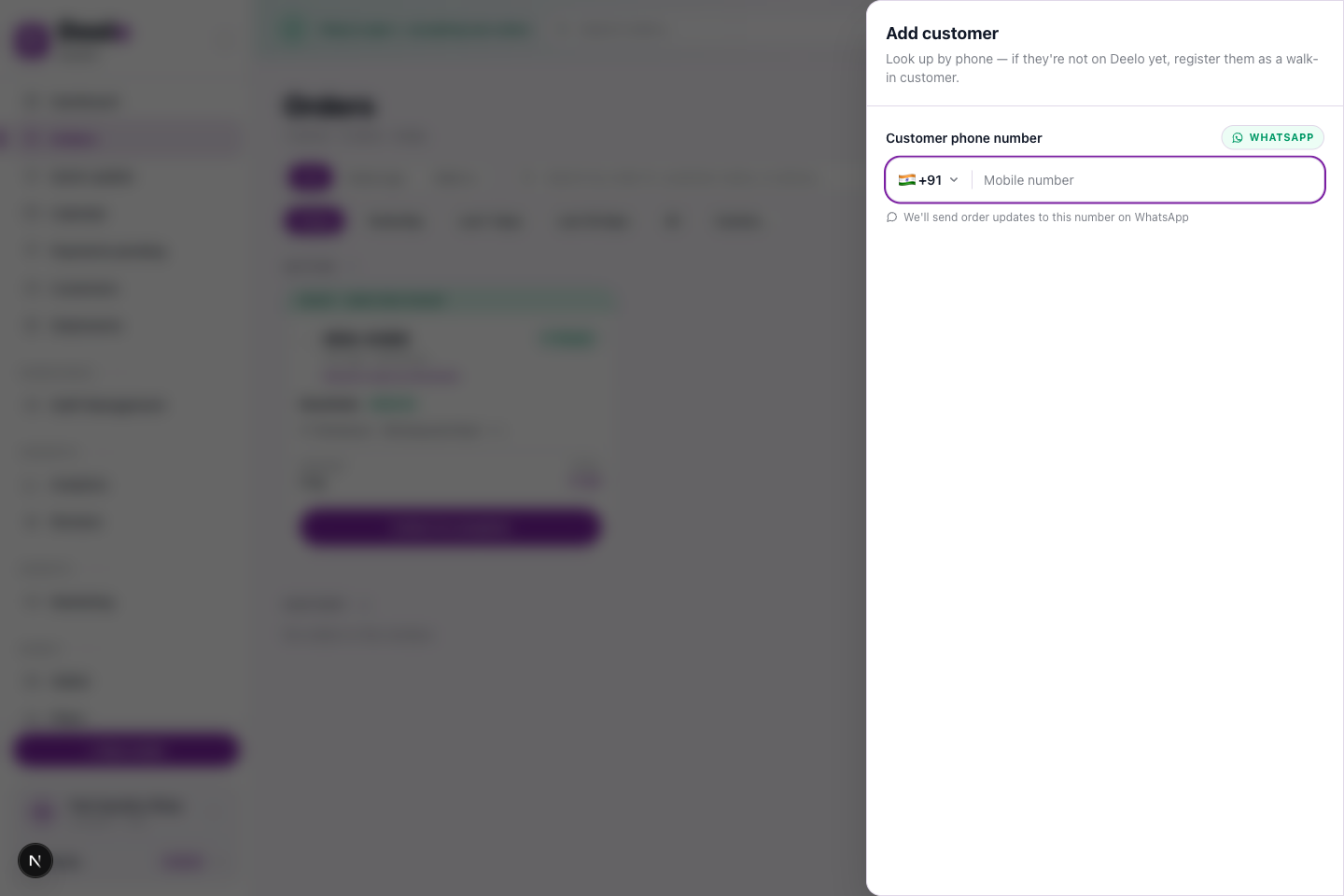 New order — guided draft flow: customer, service, schedule, address & payment.